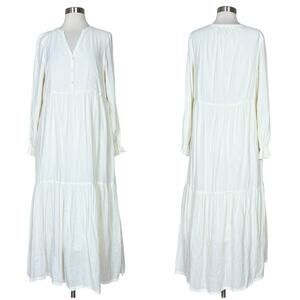 ABLE | Jane Ivory White Long Sleeve Tiered Boho Prairie Peasant Maxi Dress EUC L